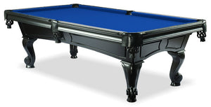 Amboise Black Oak 8 foot pool table with blue billiard felt