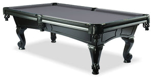Amboise Black Oak 8 foot pool table with academy blue billiard felt