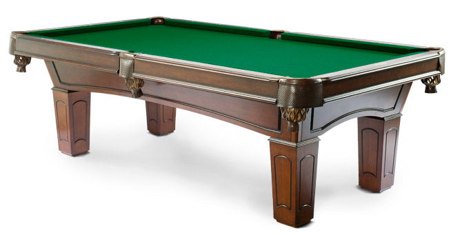 Ascot Walnut finish 8 foot Pool Table with green billiard felt