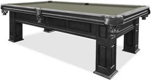 Frontenac Black 8 foot pool table with grey billiard felt cloth