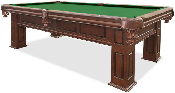 Frontenac Walnut 8 foot pool table with green billiard felt cloth