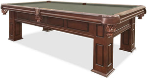 Frontenac Walnut 8 foot pool table with grey billiard felt cloth