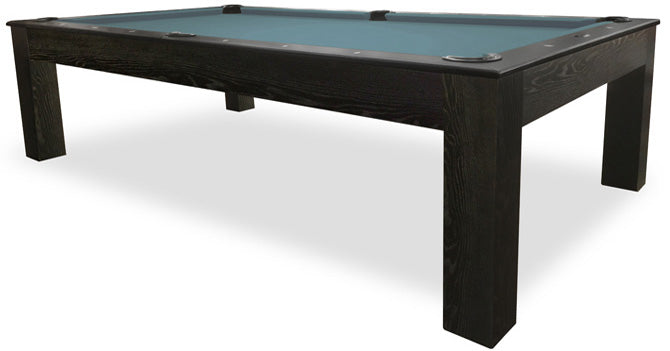 Mensa Black 8 foot pool table with academy blue billiard felt