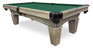 Pioneer Barnwood 8 foot pool table with green billiard cloth