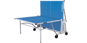 Ace Outdoor ping pong table • folded upright for solo play