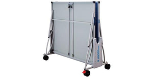 Ace Outdoor ping pong table • folded upright for storage