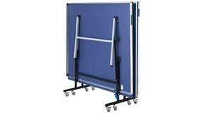 ACE 4 ping pong table tennis with blue surface • folded upright for storage