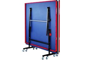 Ace 5 ping pong table • folded upright for storage