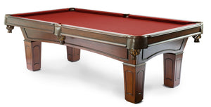 Ascot Walnut finish 8 foot Pool Table with burgundy billiard felt