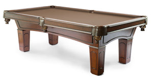 Ascot Walnut finish 8 foot Pool Table with taupe beige billiard felt