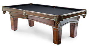 Ascot Walnut finish 8 foot Pool Table with titanium grey billiard felt