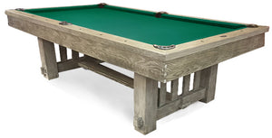Cornwall Barnwood 8 foot pool table with green billiard felt