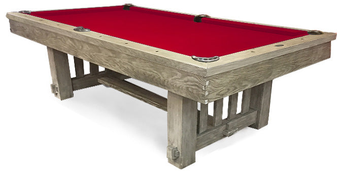 Cornwall Barnwood 8 foot pool table with burgundy billiard felt