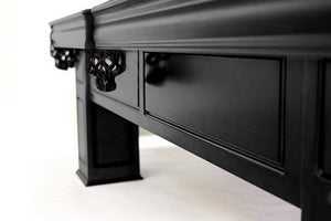 Frontenac Black 8 foot pool table • lower side view