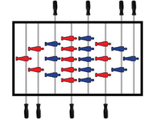 Load image into Gallery viewer, Longoni Bomber Red foosball soccer table • playfield layout
