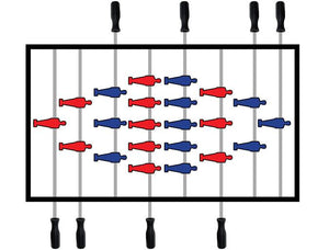 Longoni Bomber Red foosball soccer table • playfield layout
