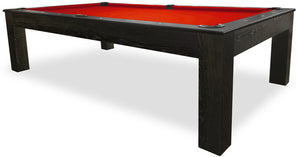 Mensa Black 8 foot pool table with red billiard felt