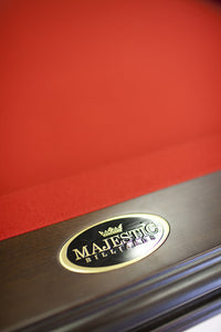 Ascot Walnut finish 8 foot Pool Table • top logo rail detail